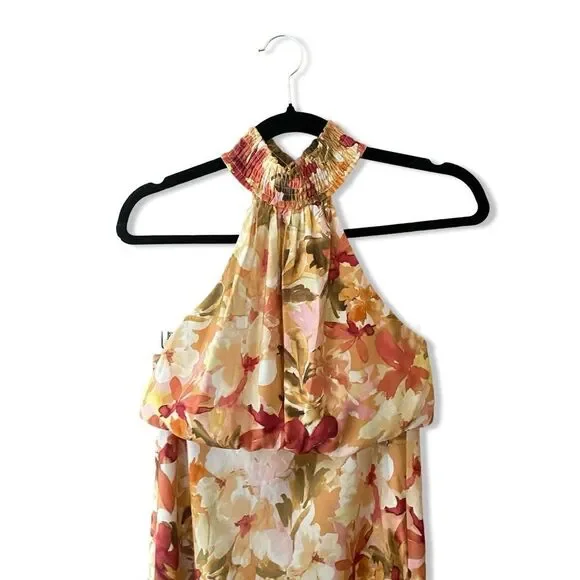 Significant Other Lapis Dress Watercolor Floral maxi midi halter rayon  Revolve